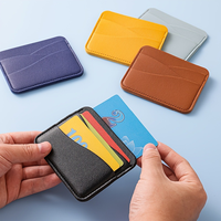 Dompet Kartu Kulit PU Tipis Kustom X49, Logo Eksklusif, Bentuk Gelombang, Grosir