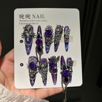 Vente en gros d'usine : Faux ongles à presser en acrylique, faits main, style ballerine, avec strass et perles, French manucure