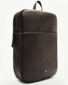 2026 Custom Logo Minimalist <b>Slim</b> Brown PU Leather Laptop <b>Backpack</b> Business Professional Men Travel Rucksack for 14 Inch Notebook - Product Image 1