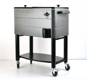 Veranda ahşap tahıl demir dışında tekerlekler ile soğutucu kutu haddeleme soğutucu içecek sepeti buz bira soğutucu imalatı - Product Image 3