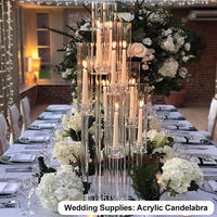 Lampu Lilin Candelabra Akrilik 5 Lengan 8 Lengan untuk Dekorasi Pernikahan, Centerpiece Meja, Tempat Lilin LED, Penyangga Lilin Pernikahan
