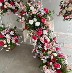 Yeni Stil Sıcak Pembe Gül Çiçekli Yolluk Yeşillik Çiçek Topu Bitkisi Yapay Düğün Arka Planı Sahne Dekorasyonu - Product Image 5