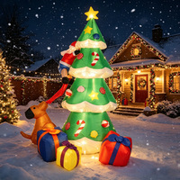 Décoration de Noël gonflable : Chien qui mord le Père Noël, accessoires pour créer une ambiance festive en extérieur dans la cour