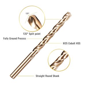 KENDO 29Pc Cobalt Steel <b>Drill</b> <b>Bit</b> Set 1/16 1/2 Inch M35 <b>Titanium</b> Finish 135 Degrees Cutting Angle - Product Image 2