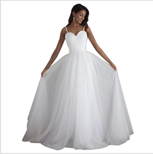 Nuevo diseño <span class=keywords><strong>de</strong></span> China blanco en Stock <span class=keywords><strong>de</strong></span> moda sin tirantes Slim novia Simple vestido barato <span class=keywords><strong>de</strong></span> la boda - Product Image 1