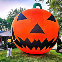 Ballon gonflable géant en PVC en forme de citrouille d'Halloween avec ventilateur intégré, installation facile, décoration extérieure 1 an, lumières LED pour fête et festival