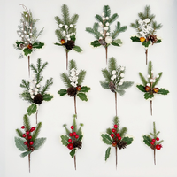 Tige d'aiguilles de pin artificielles de haute qualité avec baies rouges, branche de plante artificielle pour la décoration des fêtes