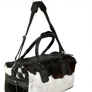 Sac de sport et de week-end unisexe multifonction en cuir véritable avec fermeture éclair, style fourre-tout, modèle LHDB-0115 - Product Image 1