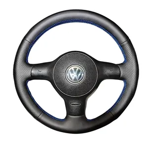 Housse <span class=keywords><strong>de</strong></span> volant en cuir microfibre cousue à la main populaire LS AUTO pour <span class=keywords><strong>Volkswagen</strong></span> VW Polo 6N2 Lupo avec tresse - Product Image 6