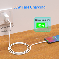 USB-C Pengisian Daya Cepat PD 18W Ke Kabel Data PVC USB-C