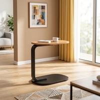HEMUSHENG Table d'appoint moderne en fer forgé, sur pied, pour balcon, salon ou chevet, avec rangement