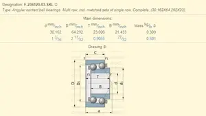 Precisión rodamientos de bolas de contacto Angular de F-236120.03.SKL jaula de Nylon Multi fila rodamientos F-236120.03 30.162X64.292X23mm