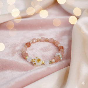 Pulsera de Piedras de Ágata Natural con Dijes de Garras de Gato, Joyería de Piedras Rosas y Verdes para Niñas, Regalo - Product Image 3