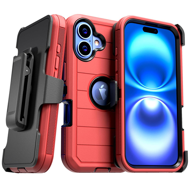 Heavy Duty Rugged Shockproof Defender Case for Iphone 16 with Holster Belt Clip Mobile Phone Cover