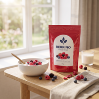 Herbruikbare ziplock zak met aangepast logo voor diepvries fruit (aardbeien, frambozen, kersen)