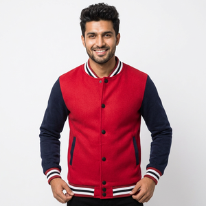 Chaqueta universitaria Vintage para hombre con logotipo personalizado bordado, chaqueta universitaria de béisbol con revestimiento de algodón 100% para hombre - Product Image 1