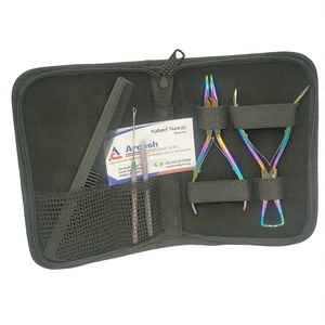 Rainbow Multi Steel Wholesale Micro Ring Hair Extension Fitting and Removal Pliers With <b>Crochet</b> Loop and Pulling Needle - Product Image 1