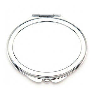Oval <b>Compact</b> <b>Mirror</b> Setting Blank Silver Electroplated HD Double Sided Folding Pocket Metal Frame Custom Logo Makeup <b>Mirror</b> - Product Image 3