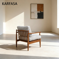 Fauteuil d'appoint moderne et confortable en tissu rembourré en bois massif pour salon/chambre/maison/bureau/coin lecture