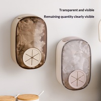 GREENSIDE Support mural sans perçage pour film alimentaire, boîte de rangement couverte extractible 1L, organisateur de cuisine rond