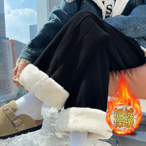 <strong>Women</strong> Winter <strong>Fleece</strong> Sherpa Straight Wide Leg Pants Loose Comfy Drape Floor Length Slim Casual <strong>Trousers</strong> - Product Image 3