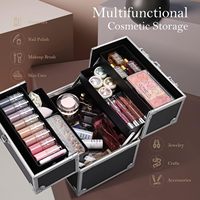 Trousse de Maquillage Professionnelle en Aluminium avec 4 Plateaux, Étanche, Antichoc, Portable pour Artistes Maquilleurs et Artisans