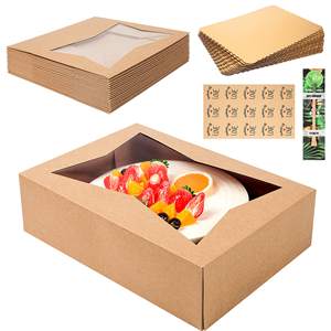 Cajas de pastel de papel Kraft duraderas personalizadas con ventana Contenedor de postre de panadería pequeño resistente para cupcakes para galletas, aperitivos y huevos - Product Image 1