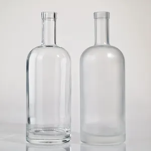 Customized Frosted Vodka 700ml Super Flint Glass Bottles With Corks