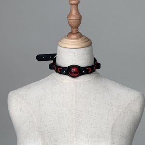 Gargantilla de cuero hecha a mano con ojos rojos, estilo subcultura, moda de estilo oscuro, fabricante de cuero de nicho ckocker - Product Image 3