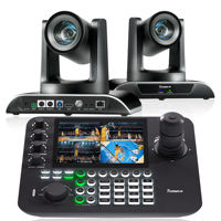 2 Cámaras + Controlador FHD 20 Zoom PTZ, Cámara de Transmisión USB/HDMI/SDI/LAN y Controlador de Teclado con Joystick KB300Pro PTZ