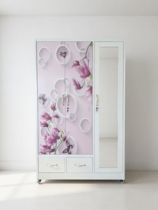 <span class=keywords><strong>Armoire</strong></span> <span class=keywords><strong>en</strong></span> acier laminé à froid durable avec impression dorée abstraite et porte miroir intégrale - Product Image 5
