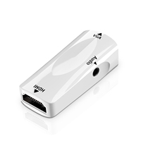 Adaptateur HDTV vers VGA portable avec prise audio 3,5 mm, convertisseur HDTV vers VGA 1080P pour PC, ordinateur portable, moniteur, téléviseur, blanc/noir, matériau ABS