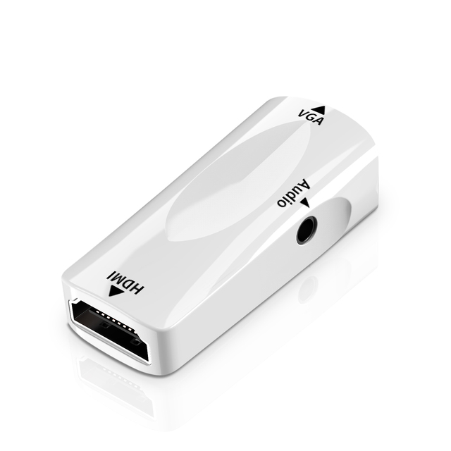Portable HDTV to VGA Adapter with 3.5mm Audio Jack, 1080P HDTV to VGA Female Video Converter for PC Laptop to Monitor TV