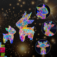 Ensemble de décorations de rennes LED irisées, sculpture de cerf holographique prismatique, lumière de Noël pour la maison, l'hôtel, le centre de table de mariage