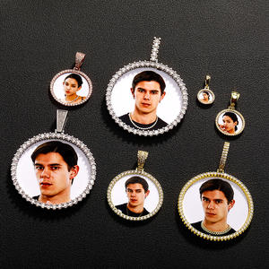 Custom Gold Plated Brass Memory Pendants 15-68mm Twisted Chain Necklace with <strong>Large</strong> Picture Hip Hop Photo <strong>Locket</strong> - Product Image 1