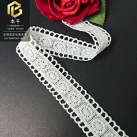 LEIXUSI 3,5 cm Dentelle soluble dans l'eau en soie de lait, bordure brodée à motif cercle ajouré, accessoires pour sous-vêtements et vêtements, en stock