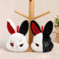 Porte-clés en peluche lapin gothique Dark Rebirth, accessoire de poupée lapin effrayant pour sac à dos, téléphone, clé de voiture, machine à griffes, Pâques, Halloween