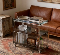 Table d'appoint roulante de luxe en acrylique transparent, table d'angle mobile pour canapé, table de chevet