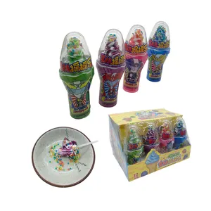 Ice cream shape lollipops shake magic pop hard candies lollipop with granule candy