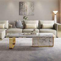 Réfrigérateur table basse en marbre réfrigérateur ensemble de meubles de réception modernes centre de salon chevauchement haut et bas