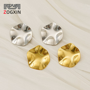 ZOGXIN Geometric Stud Earrings Gold Silver Irregular Shape Party Fashion Jewelry for Women - Product Image 1