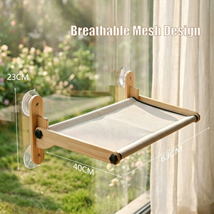 Hamac mural sur mesure pour chat, support mural en bois massif avec ventouse pour fenêtre en verre, structure d'escalade suspendue pour balcon, lit pour chat - Product Image 4