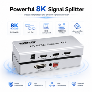 Répartiteur <span class=keywords><strong>HDMI</strong></span> 8K <span class=keywords><strong>60Hz</strong></span> 1x2, 1 entrée 2 sorties, commutateur <span class=keywords><strong>HDMI</strong></span> 2.1, 48 Gbps, prise en charge EDID RS232 IR, <span class=keywords><strong>4K</strong></span> 120Hz <span class=keywords><strong>HDR</strong></span> pour PS5 Xbox Moniteur TV - Product Image 4
