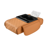 Accessoires d'intérieur de voiture Boîte de rangement pour accoudoir en cuir Capacité de stockage du tissu Porte-gobelet à eau Assemblé Console centrale Pad