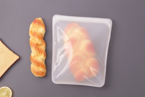 Custom Home Kitchen Reusable Transparent Zipper Modern Square Foldable Silicone Food Grade Pouch <b>Storage</b> <b>Bag</b> S M L Avaialbe - Product Image 6