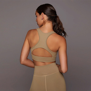 Sujetador deportivo elegante y activo para mujer, Top envolvente para gimnasio, éxito de ventas, diseño de espalda hueca en forma de V, ropa deportiva con estampado medio personalizado - Product Image 2