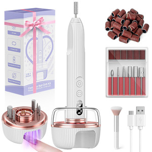 Kit de Taladro de Uñas Inalámbrico Recargable con Lámpara UV 2 en 1, Herramienta Eléctrica de Manicura y Pedicura con Cepillo de Pulido - Product Image 1
