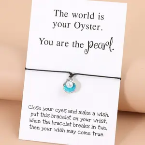 Creative Handmade Pearl Shell Pearl Pendant Adjust Bracelet Friendship Bracelets On Hand For Woman Luxury Sea Summer Jewelry New