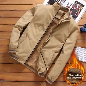 Chaqueta Bomber Slim Fit para Hombre, 100% Algodón Lavado, Forro Polar, Bloques de Color, Cremallera Vertical, Bolsillos con Estampado Descolorido, Primavera - Product Image 4