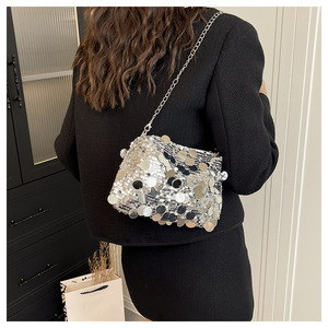 Wholesale Sparkle Woman Party Bags Luxury <b>Sequin</b> <b>Handbag</b> Fashion Chic Small Shoulder Bag with Gold Silver Paillettes - Product Image 3